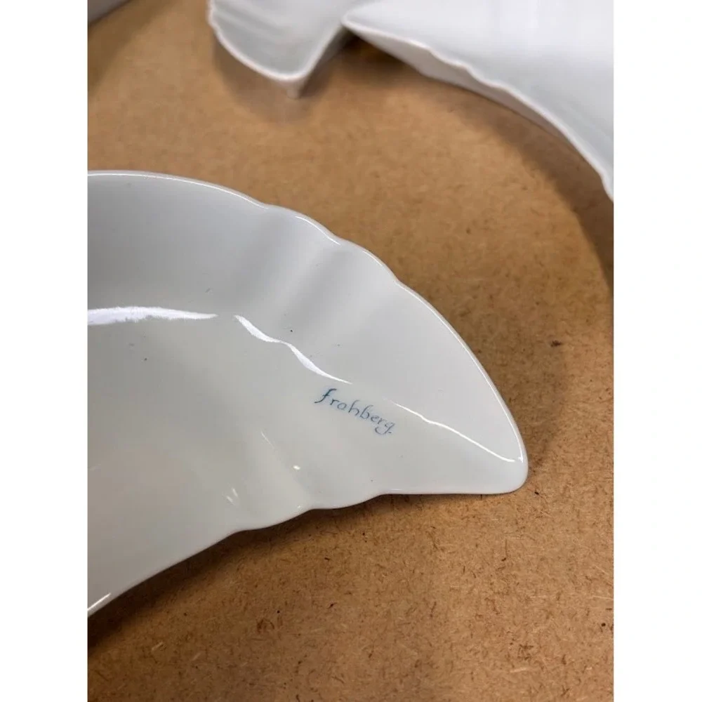 9 Maryland China Japan Frohberg White Crescent Bone Dishes Scalloped Edge Set